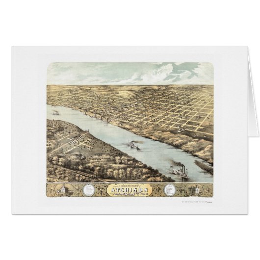 Atchison, KS Panoramic Map - 1869 Cards (Front Horizontal)