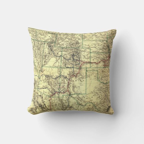 Atchison Topeka  Sante Fe Railroad MAP 1883 WEST Throw Pillow