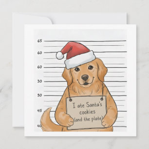 Ate Santa's Cookies Golden Retriever Holiday Card