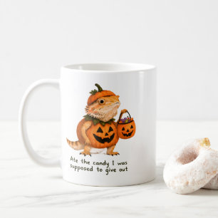 Ate The Candy Pumpkin Bearded Dragon Art Coffee Mug