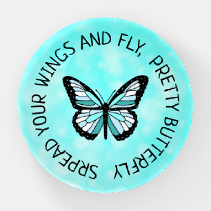 ATeal Butterfly and Quote Paperweight