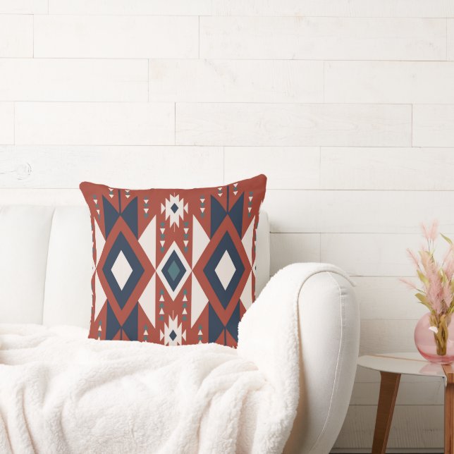 Atec Copper and Blue Design Throw Pillow (Couch)