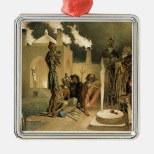 Ateseh-Gah, Indians Devoted to the Cult of Fire, B Metal Ornament