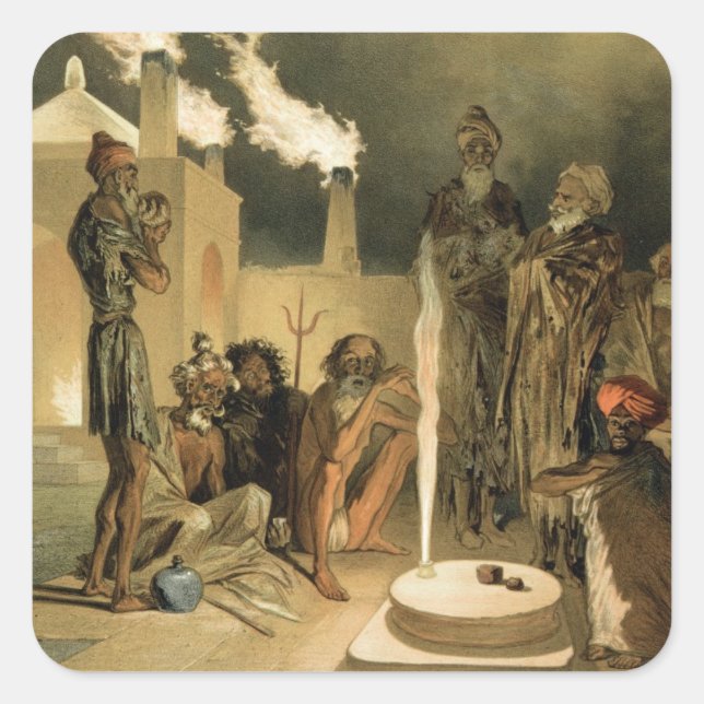 Ateseh-Gah, Indians Devoted to the Cult of Fire, B Square Sticker (Front)