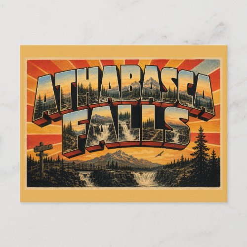 Athabasca Falls Alberta Canyon Forest Art Postcard