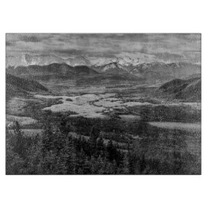 Athabasca Lookout, Monochrome Scenery Photography Cutting Board