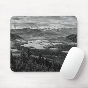 Athabasca Lookout, Monochrome Scenery Photography Mouse Pad