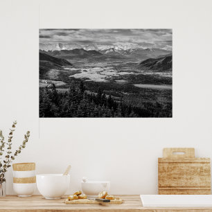 Athabasca Lookout, Monochrome Scenery Photography Poster