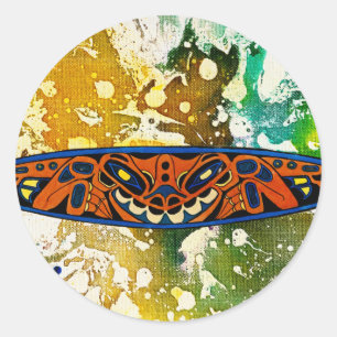 Athabascan Totem by Michael Moffa Classic Round Sticker