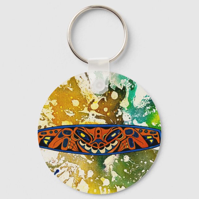 Athabascan Totem by Michael Moffa Keychain (Front)