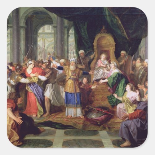 Athaliah Expelled from the Temple c1697 oil on Square Sticker