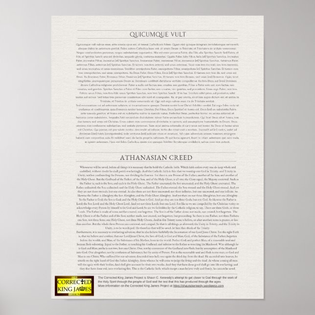 Athanasian Creed Poster (Front)