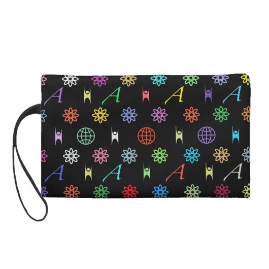 Atheism Monogram (bright on black) Wristlet Bag (Back)