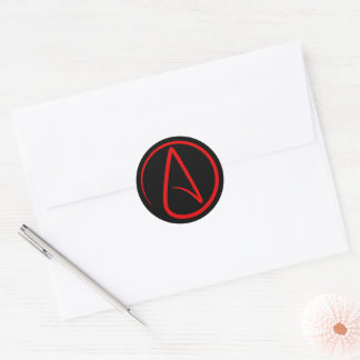 Atheism Red Logo Classic Round Sticker