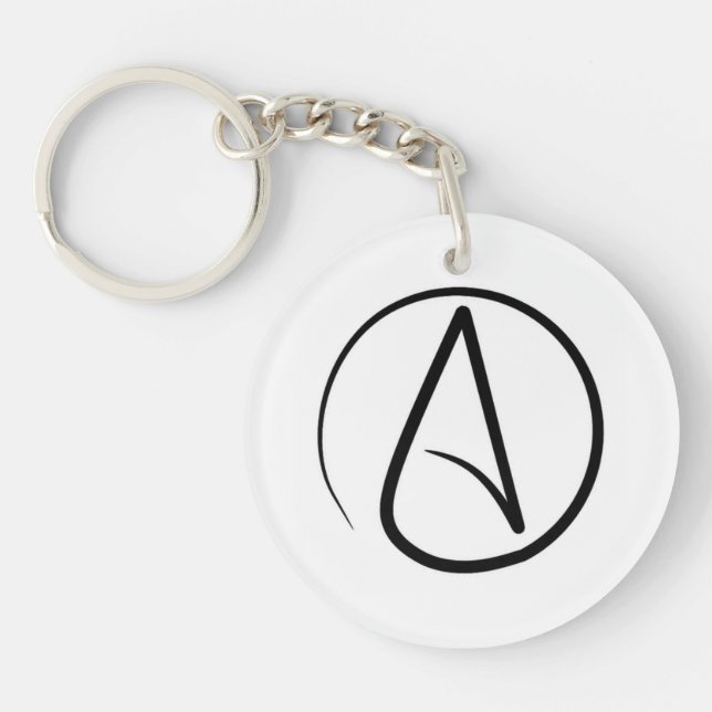 Atheism symbol: black on white keychain (Front)