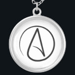 Atheism symbol: black on white silver plated necklace<br><div class="desc">Atheism symbol: black on white</div>