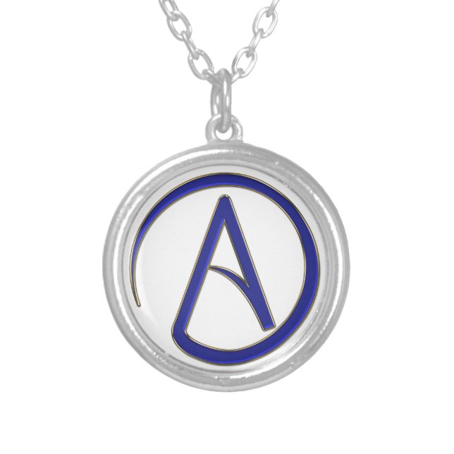 Atheism symbol silver plated necklace (Front)