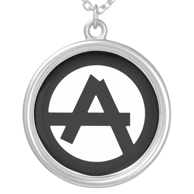 Atheist "A" Shield Silver Plated Necklace (Front)