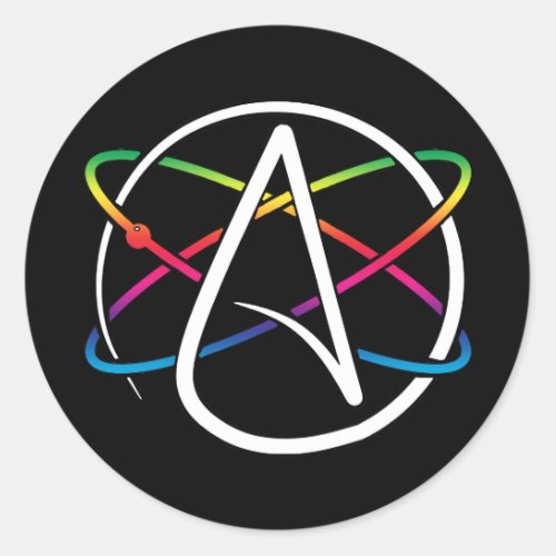 Atheist Atom Rainbow Classic Round Sticker