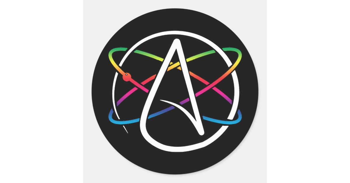 Atheist Atom Rainbow Classic Round Sticker | Zazzle