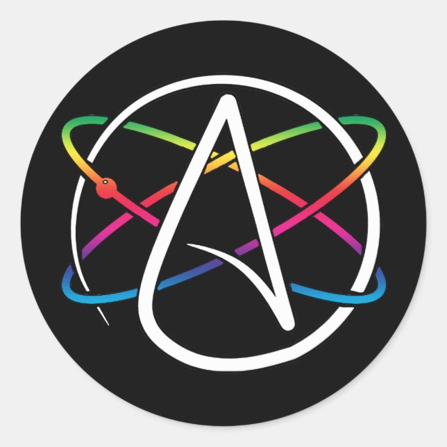 Atheist Atom Rainbow Classic Round Sticker (Front)