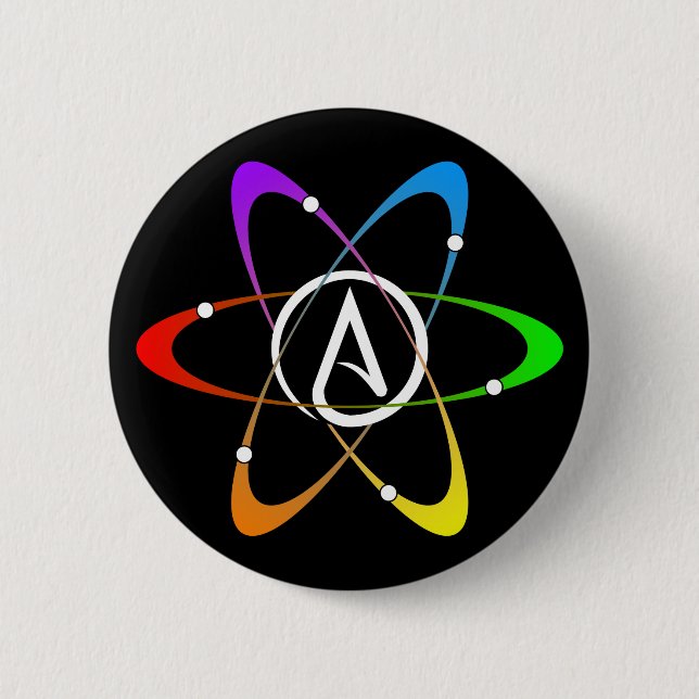 Atheist Atom Symbol Button (Front)