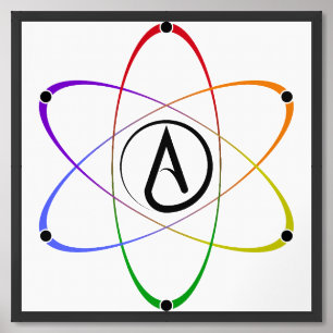 Atheist Atom Symbol Rainbow Framed Art