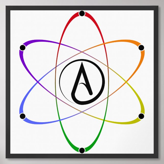Atheist Atom Symbol Rainbow Framed Art (Framed Front)