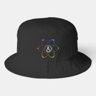Atheist Atom Symbol Rainbow White Bucket Hat
