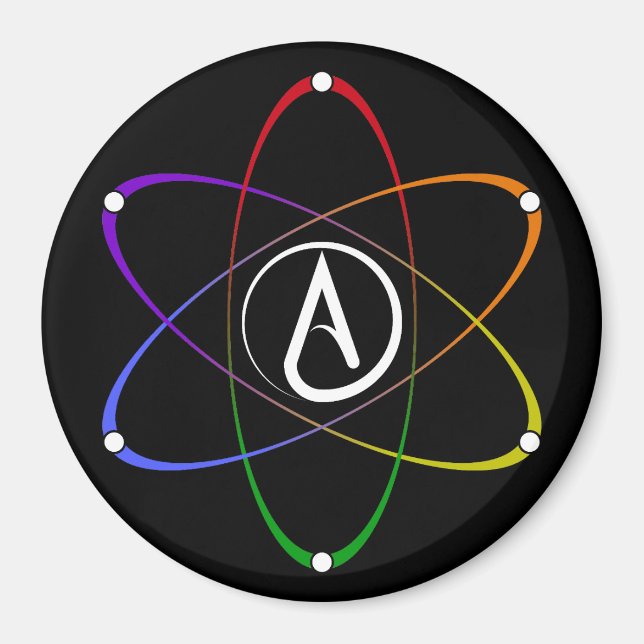 Atheist Atom Symbol Rainbow White Magnet (Front)