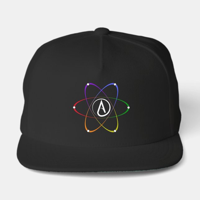 Atheist Atom Symbol Rainbow White Snap Back Hat (Front)