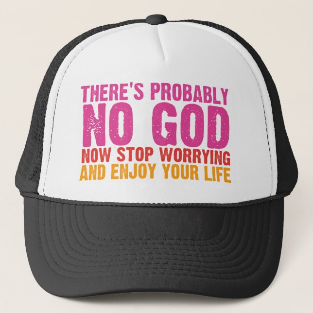 Atheist Bus Campaign (Vertical) Trucker Hat (Front)