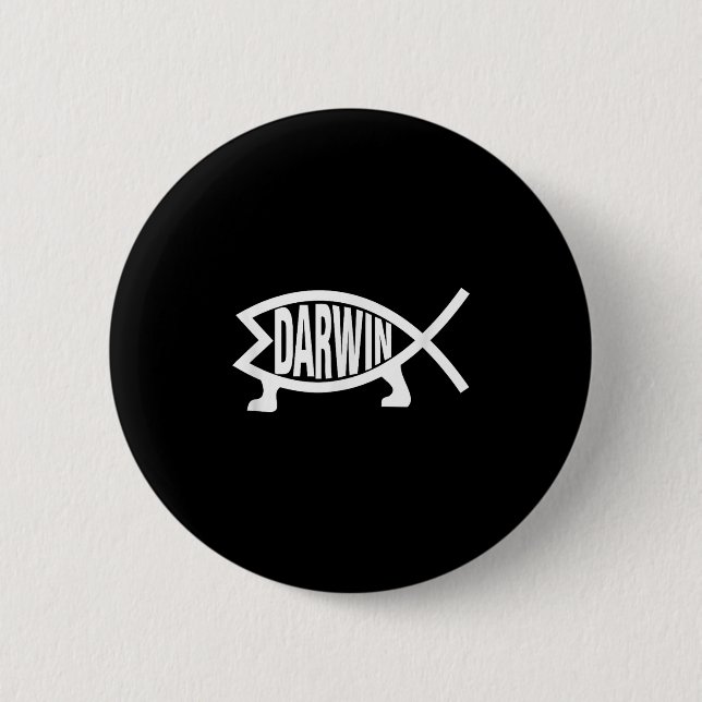 Atheist Charles Darwin Theory Of Evolution Fish  Button (Front)