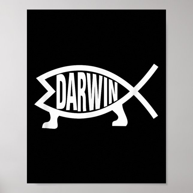 Atheist Charles Darwin Theory Of Evolution Fish  Poster (Front)