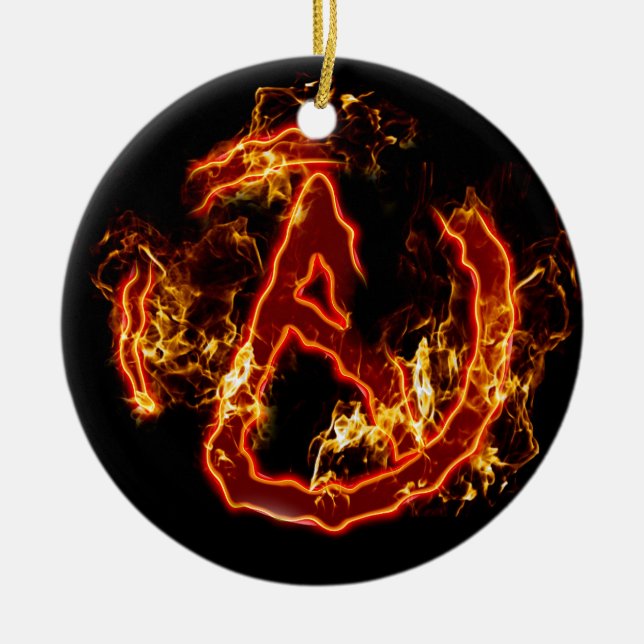Atheist Fire Symbol Ceramic Ornament (Front)