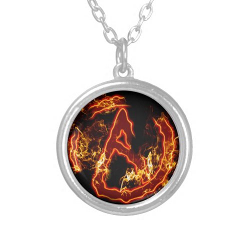 Atheist Fire Symbol Silver Plated Necklace