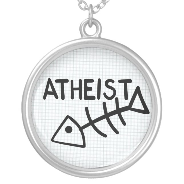 Atheist Fish Silver Plated Necklace (Front)