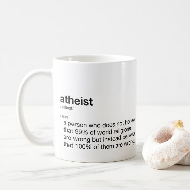 Atheist Funny Definition for Atheist Day Coffee Mug (With Donut)