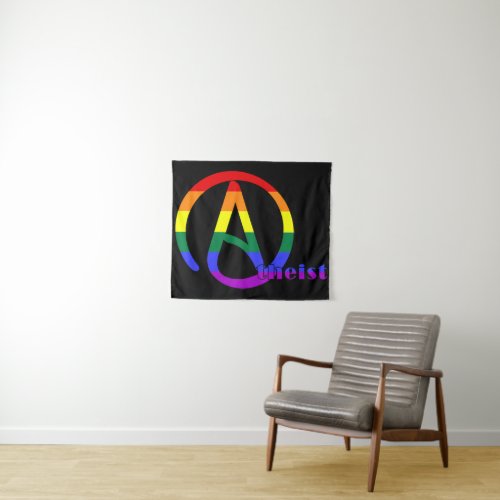 Atheist Gay Pride Flag LGBT GSD Identity Belief Tapestry