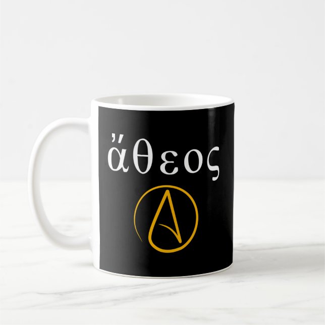 Atheist Greek Alphabet Anti-Religion Atheism Coffee Mug (Left)
