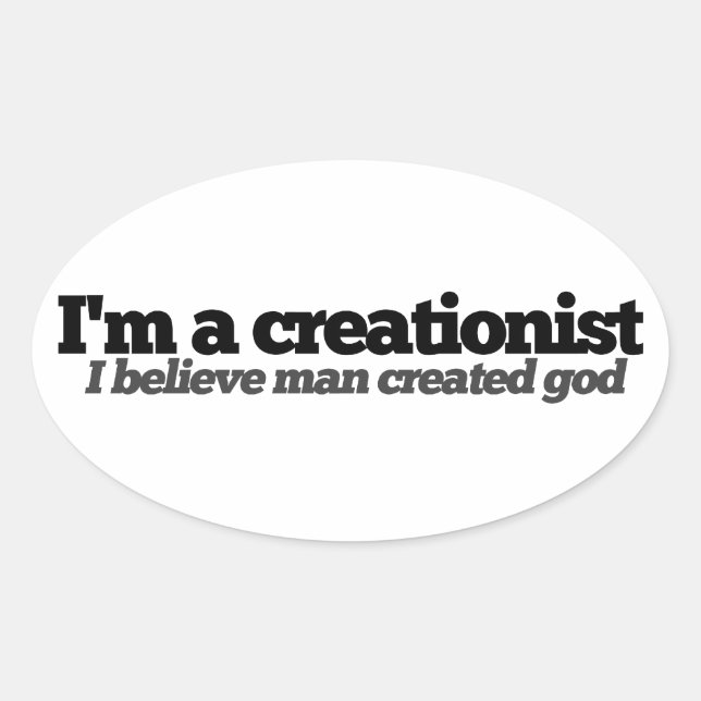 Atheist humor oval sticker (Front)