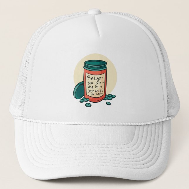 Atheist Religion Pills Trucker Hat (Front)