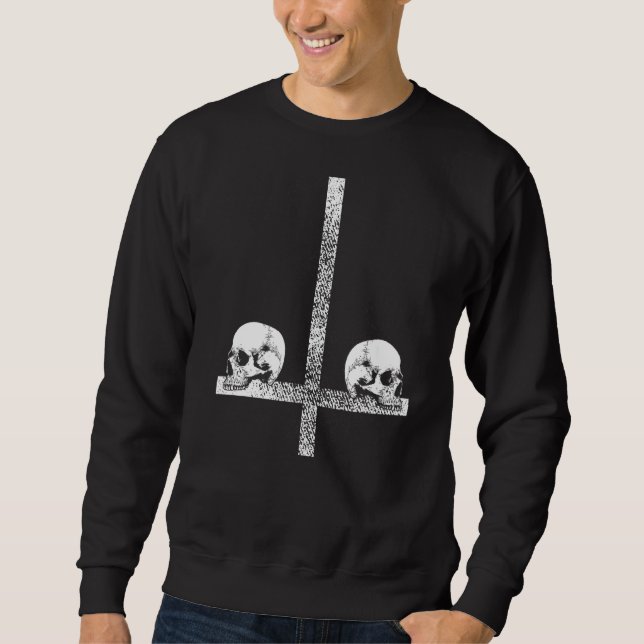 Atheist Satanic Inverted Cross Lucifer Satanic Cro Sweatshirt (Front)