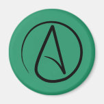 Atheist symbol: black on green magnet