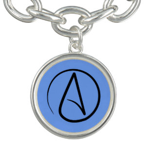 Atheist symbol: black on light blue bracelet