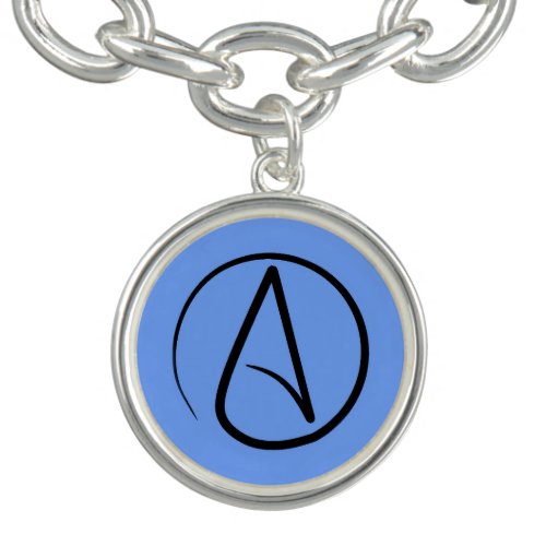 Atheist symbol black on light blue bracelet
