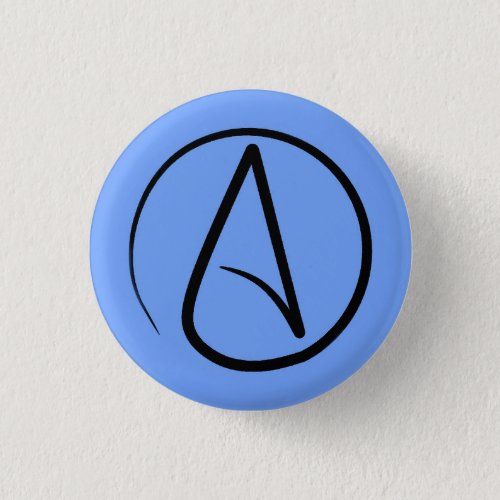 Atheist symbol black on light blue button