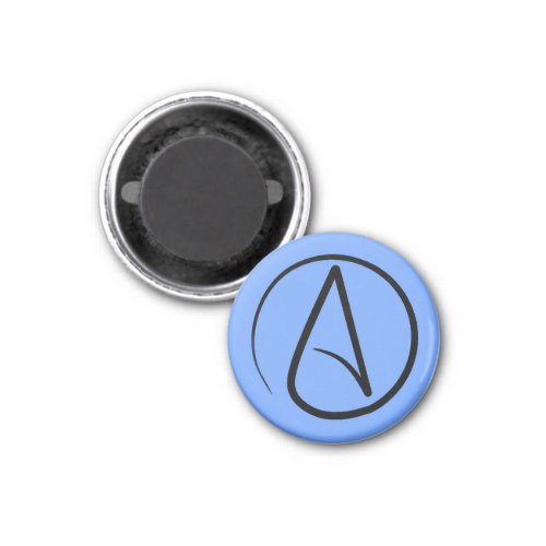 Atheist symbol black on light blue magnet
