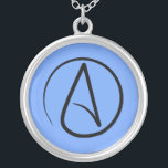 Atheist symbol: black on light blue silver plated necklace<br><div class="desc">Atheist symbol: black on light blue</div>