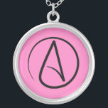 Atheist symbol: black on light pink silver plated necklace<br><div class="desc">Atheist symbol: black on light pink</div>